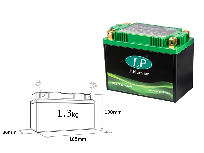 LANDPORT akumulátor lithium-iontový LiFePO4 LFP20 (ML LFP20) (165X86X130) (YTX20BS, YTX20LBS, Y50N18LA2) (váha 1300g) (6) ( )