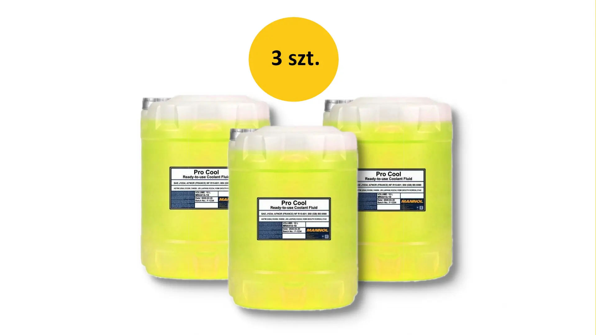 MANNOL chladicí kapalina PRO COOL 10L motocyklová (-40°C/+135°C) připravena k použití - set 3 kusy ( )