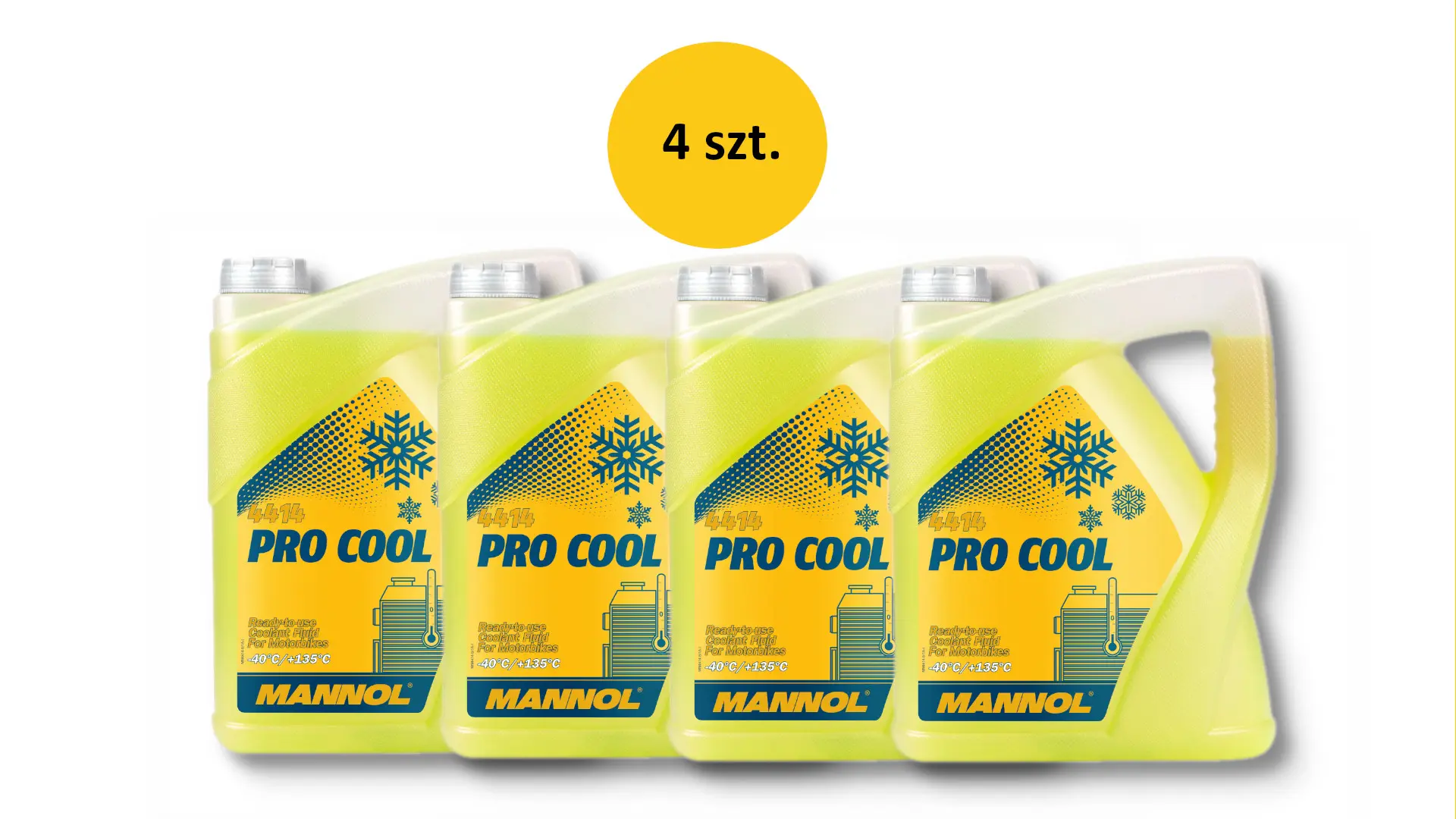 MANNOL chladicí kapalina PRO COOL 5L motocyklová (-40°C/+135°C) připravena k použití - set 4 kusy ( )