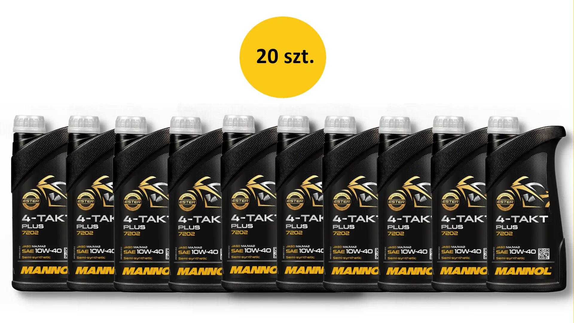 MANNOL motorový olej 4T PLUS 10W40 1L (API SL, JASO MA/MA2) polosyntetický (7202) - karton 20 kusů (set) (MANNOL motorový olej 4T PLUS 10W40 1L (API)