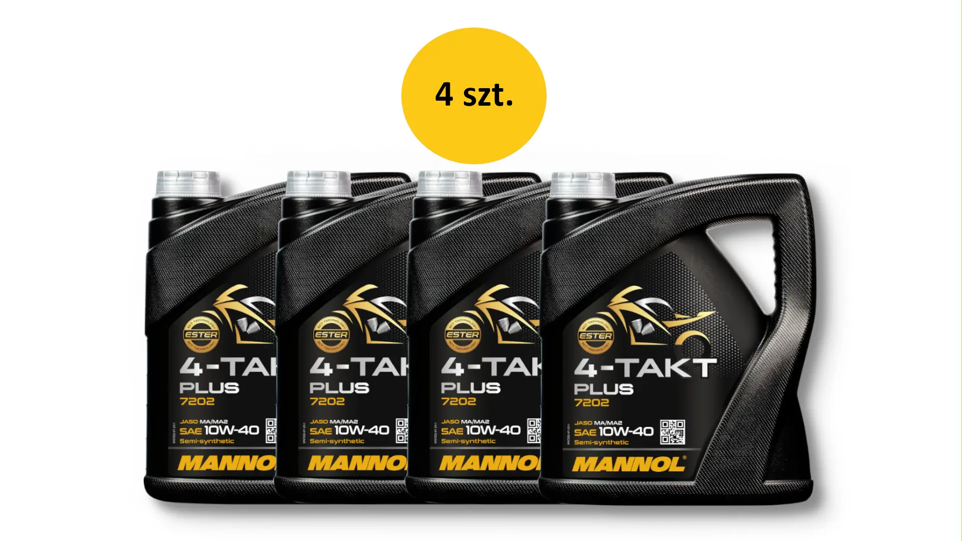 MANNOL motorový olej 4T PLUS 10W40 4L (API SL, JASO MA/MA2) polosyntetický (7202) - karton 4 kusy (set) (MANNOL motorový olej 4T PLUS 10W40 4L (API)