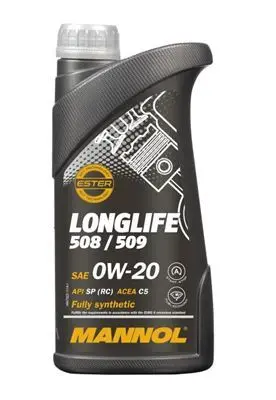 MANNOL motorový olej automobilový 0W20 LONGLIFE 508/509 1 litr (7722) (syntetický) (MANNOL motorový olej automobilový 0W20 LONGLIFE 508/509 1 litr)