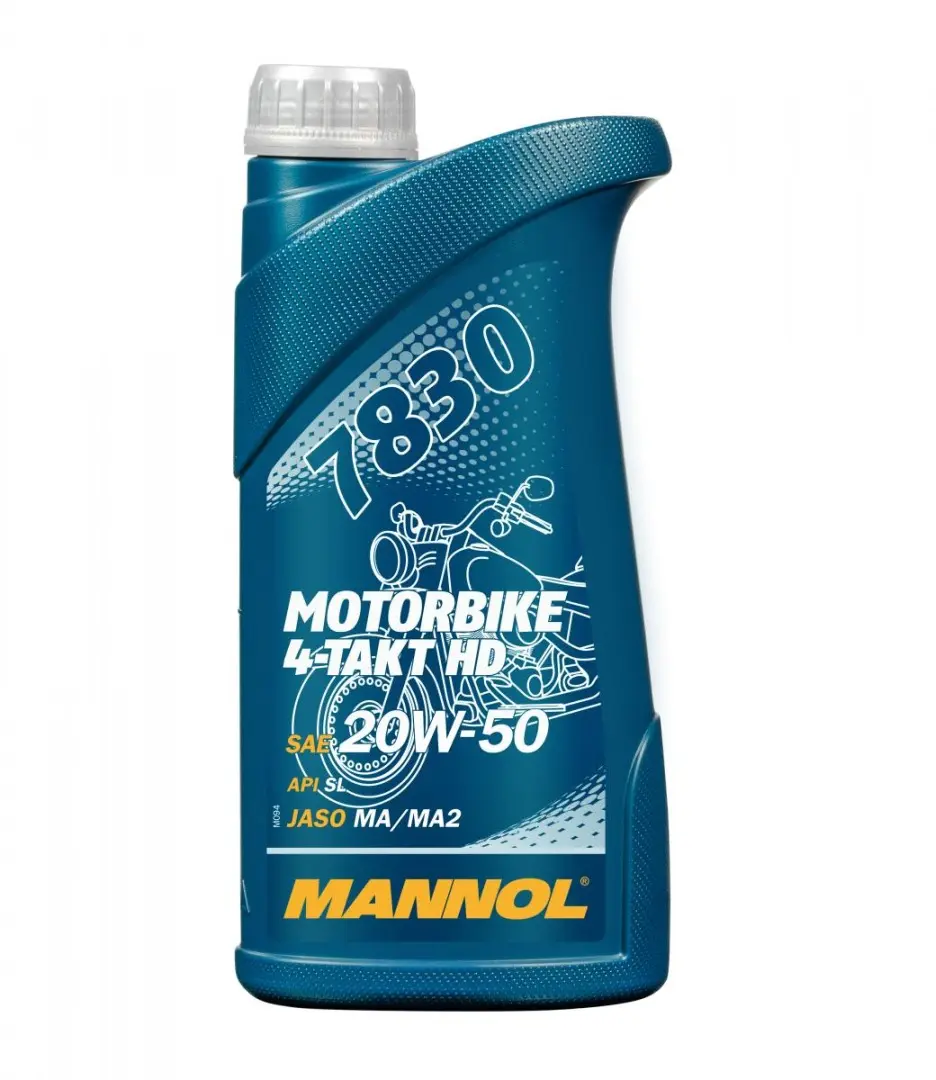 MANNOL motorový olej 4T MOTORBIKE HD 20W50 1L V-TWIN MA2 polosyntetický (JASO MA/MA2, API SL) (7830) (20) (MANNOL motorový olej 4T MOTORBIKE HD 20W50)