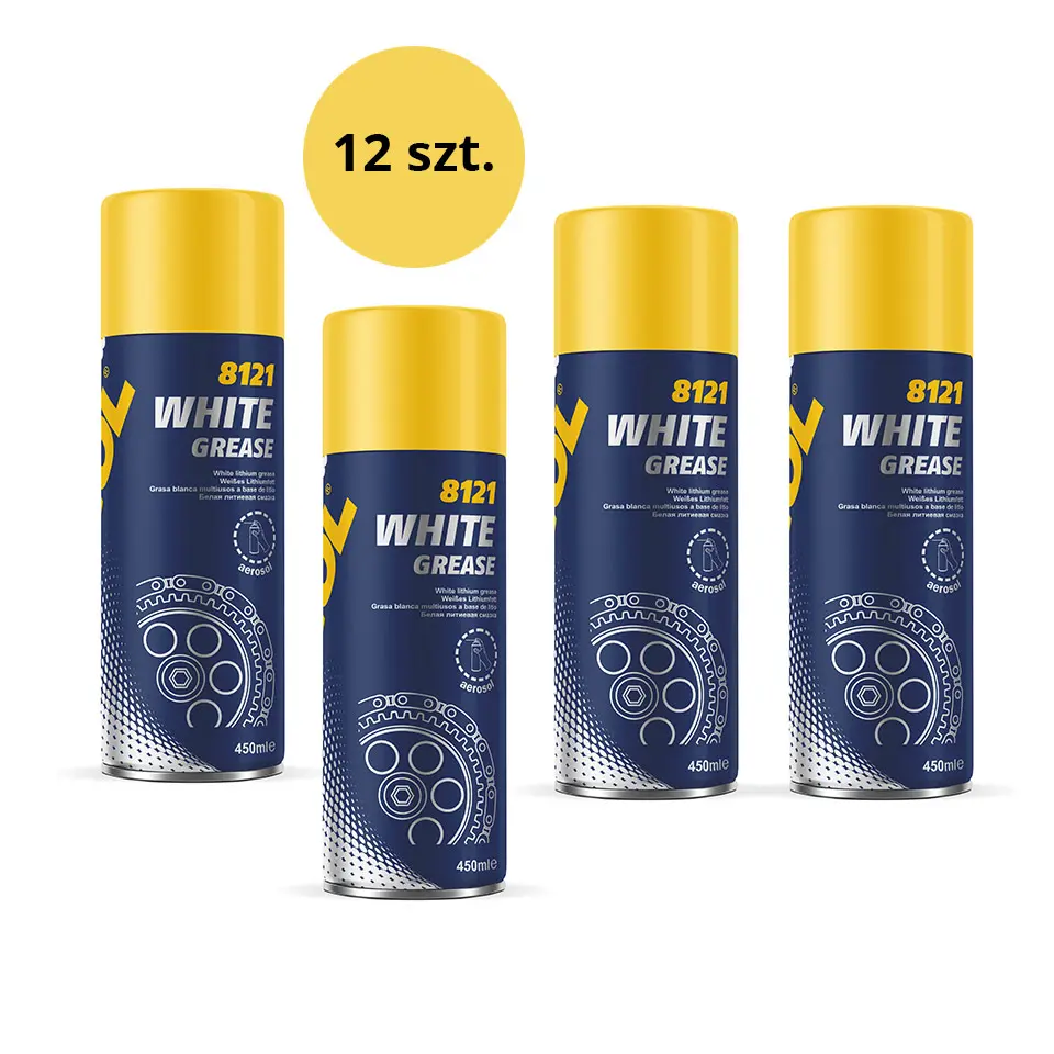 MANNOL WHITE GREASE 450ML - bílé univerzální mazivo (sprej) (8121) - karton 12 kusů (balení) (MANNOL WHITE GREASE 450ML - bílé univerzální mazivo)