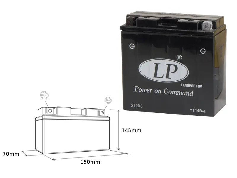 LANDPORT akumulátor YT14B-4 (MS LT14B-4) 12V 12AH 150X69X145 bezúdržbový - zalitý (6) (175A) ( )