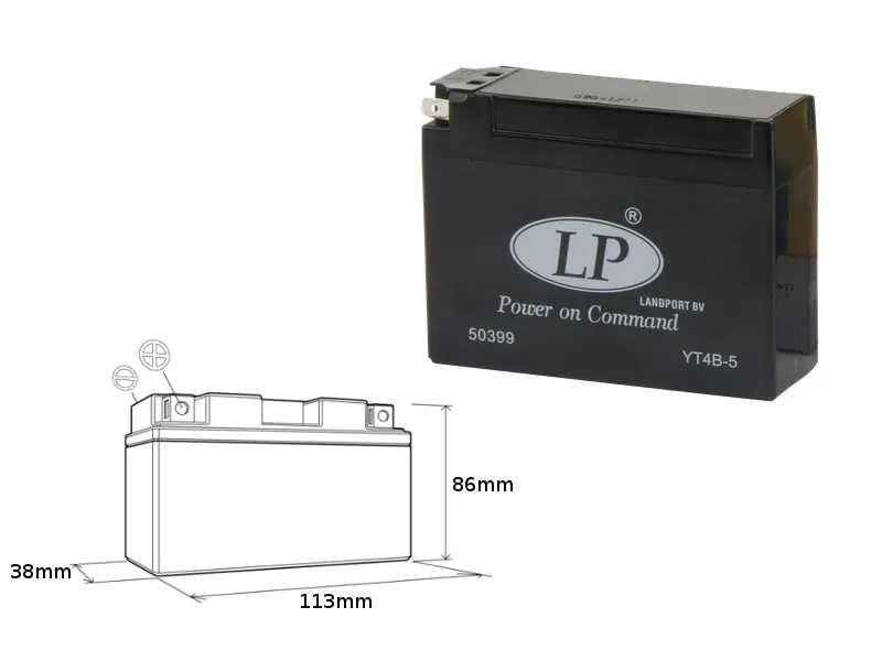 LANDPORT akumulátor YT4B-5 (MS LT4B-5) 12V 2,5AH 114X39X86 bezúdržbový - zalitý (15) (LANDPORT akumulátor YT4B-5 (MS LT4B-5) 12V 2,5AH 114X39X86)