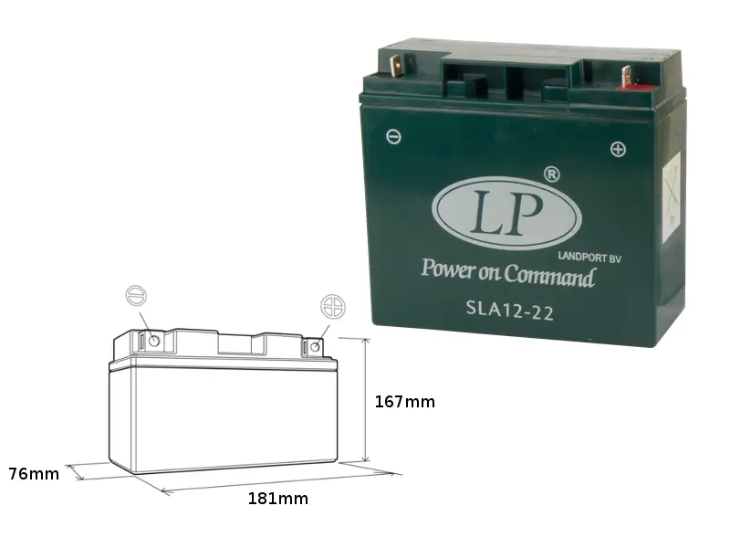 LANDPORT akumulátor SLA12-22 (MS SLA 12-22) 12V/22AH SEALED BMW (+4AH) 180x75x165 bezúdržbový - zalitý (2) ( )
