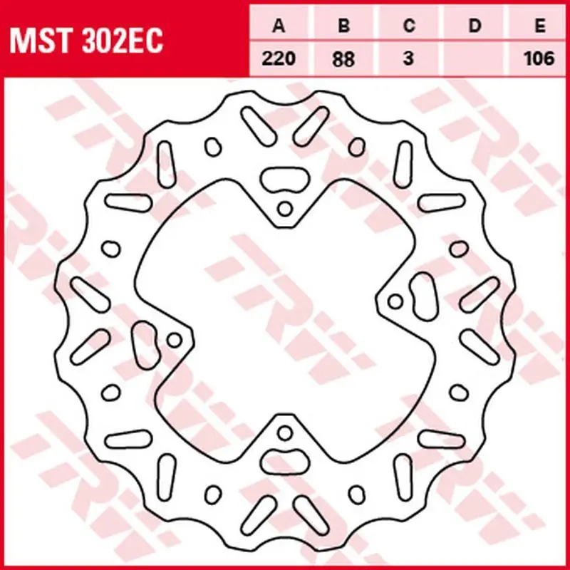 TRW ZF přední brzdový kotouč HONDA CR 80R 96-02, CR 85R 03-08, CRF 150R 07-15 (220X88X3mm) WAVE (TRW ZF přední brzdový kotouč HONDA CR 80R 96-02, CR)