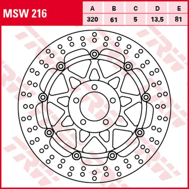 TRW ZF přední brzdový kotouč KAWASAKI ZX-7R/RR 96-02, ZXR 750 91-95, ZX-9R 94-04, ZZR 1100 93-01, ZX-12R 00-03, ZZR 1200 02-05, VN 1500/1600 MEAN