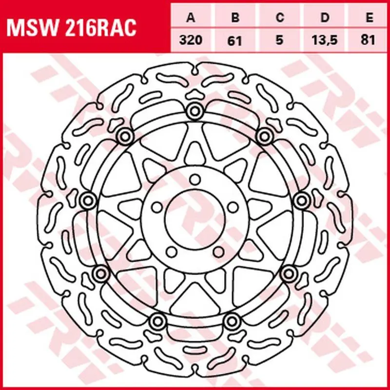 TRW ZF přední brzdový kotouč KAWASAKI ZX-7R/RR 96-02, ZXR 750 91-95, ZX-9R 94-04, ZZR 1100 93-01, ZX-12R 00-03, ZZR 1200 02-05, VN 1500/1600 MEAN