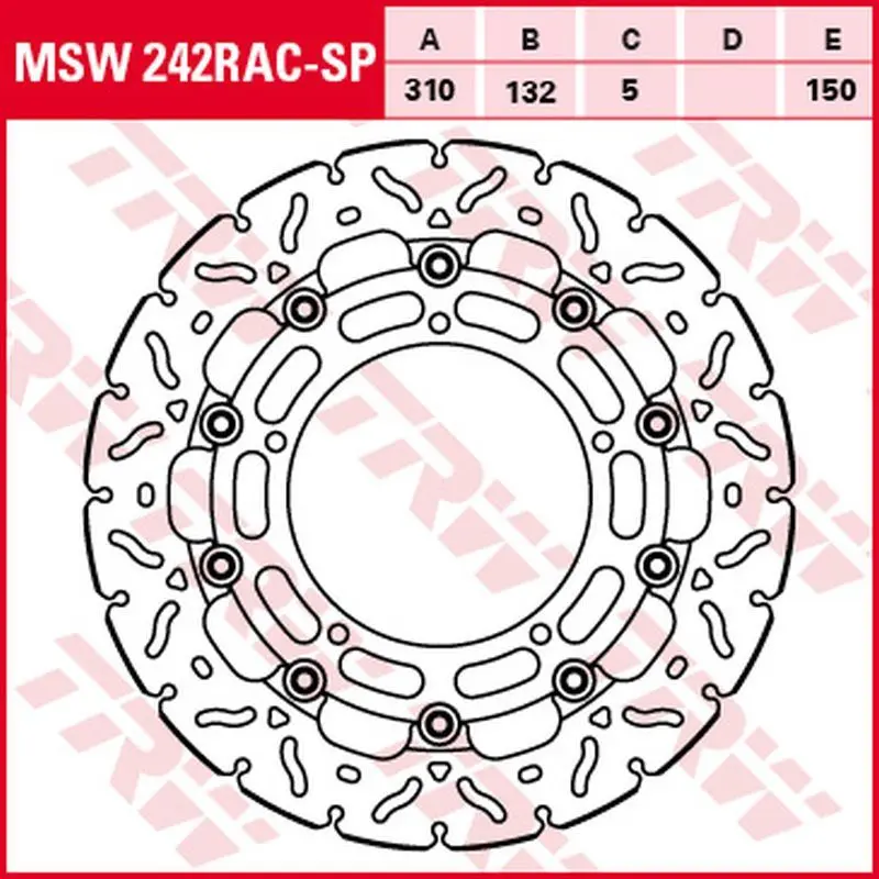 TRW ZF přední brzdový kotouč YAMAHA YZF R6 04-16, FZ-8N/S FAZER 10-16, YZF R1 06-11, XT 1200Z TENERE 10-, (310X132X5mm) WAVE (TRW ZF přední brzdový)