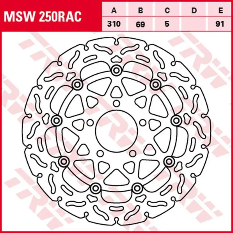 TRW ZF přední brzdový kotouč KAWASAKI KLV 1000 04-06, SUZUKI DL 650 V-STROM 04-07, DL 1000 V-STROM 02-09, SV 1000 03-08 (310X69X5mm) WAVE (TRW ZF)
