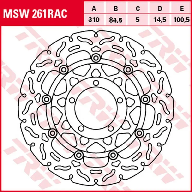 TRW ZF přední brzdový kotouč TRIUMPH DAYTONA 600 03-04, SPEED FOUR 02-05, TT 600 00-03, DAYTONA 675 06-12, STREET TRIPLE 675 08-12 (310X84,5X5mm) WAVE