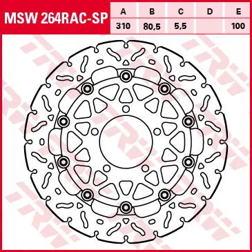 TRW ZF přední brzdový kotouč KAWASAKI ZX-6R 636 13-17, Z 800 / E VERSION, KLZ 1000 VERSYS 15-, Z 1000 14-, ZX-10R 08-15, GTR 1400 07-17, ZZR 1400 08-,