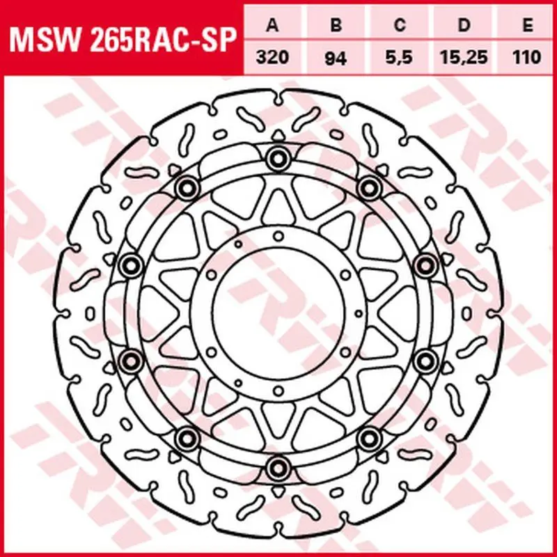 TRW ZF přední brzdový kotouč HONDA CBR 1000R/RR FIREBLADE 08-16 (320X94X5,5mm) WAVE (TRW ZF přední brzdový kotouč HONDA CBR 1000R/RR FIREBLADE 08-16)