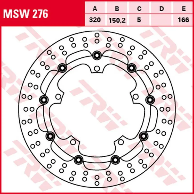 TRW ZF přední brzdový kotouč TRIUMPH SPEED 1050 15-16, SPEED TRIPLE 1050 08-, SPRINT GT 1050 10-13, TROPHY 1200 13-17 (320X150X5mm) (TRW ZF přední)