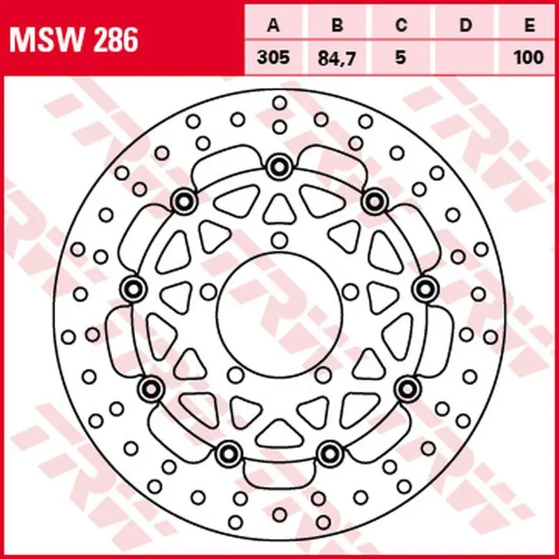 TRW ZF přední brzdový kotouč TRIUMPH TIGER 800 11-, SPEED TWIN 1200 19-, TIGER EXPLORER 1200 12-, (305X84,7X5mm) (TRW ZF přední brzdový kotouč)