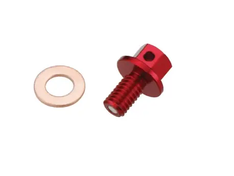 ACCEL kontrolní šroub hladiny oleje v převodovce HONDA CRF 250R/X '02-18, 450R '02-16, 450X '05-18 (s magnetem) barva červená (MTP-01RD) ( )