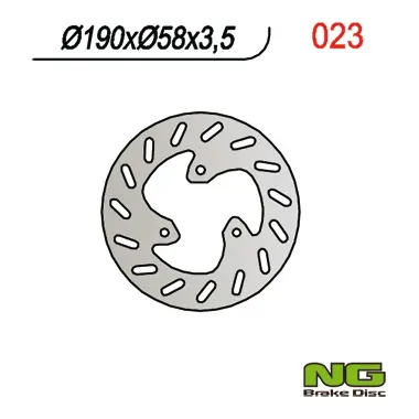 NG přední/zadní brzdový kotouč YAMAHA NEOS 50 97-21, APRILIA HABANA 50/125 98-02, LEONARDO 125 96-05, SCARABEO 98-10, SR 50 97-06, (190X58X3,5mm)