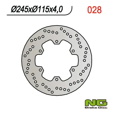NG brzdový kotouč zadní DUCATI ST2 97-04, ST4 03-06, MONSTER 620 01-06, YAMAHA MAJESTY 250 96-08 (245X115X4mm) (6X8,5mm) (NG brzdový kotouč zadní)