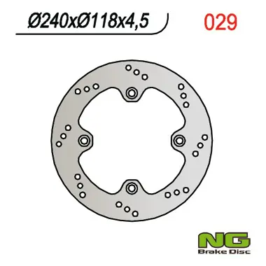 NG brzdový kotouč zadní SUZUKI DR 650 S/SE 96-11, XF 650 FREEWIND 97-02, (240X118X4,5mm) (4X10,5mm) (NG brzdový kotouč zadní SUZUKI DR 650 S/SE)