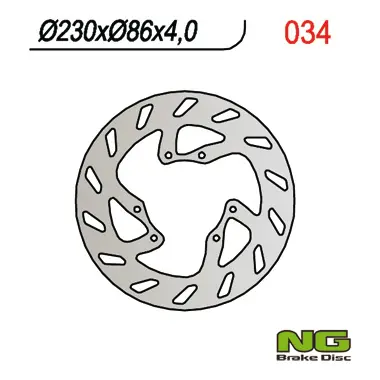NG přední brzdový kotouč YAMAHA YZ 125 86-87, YZ 490 85-87, DT 200 87, (230X86X4mm) (6X6,5mm) (NG přední brzdový kotouč YAMAHA YZ 125 86-87, YZ 490)