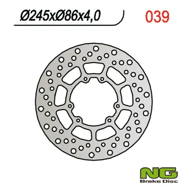 NG přední brzdový kotouč YAMAHA XT/XTX 250 08-21, XT 350 90-00, YZ 125/250 89-91 (245X86X4) (6X6,5mm) (NG přední brzdový kotouč YAMAHA XT/XTX 250)