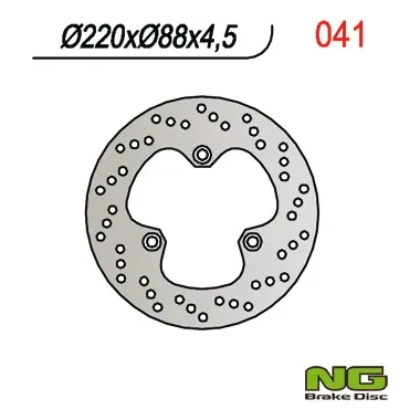 NG brzdový kotouč zadní HONDA CBR 500/600F 87-90, VFR 400 86-88, NSR 400 85-91, 06-07, CBR 400RR 87-90, (220X88X4,5mm) (3X10,5mm) (NG brzdový kotouč)