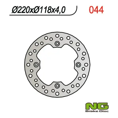 NG brzdový kotouč zadní SUZUKI DR 350 99, DR 250 96-00, DRZ 250 01-07, TS 125 89-94 (220X118X4mm) (4X10,5mm) (NG brzdový kotouč zadní SUZUKI DR 350)