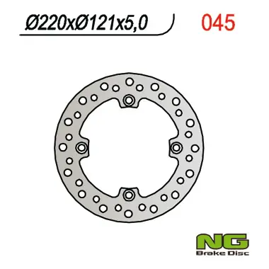 NG brzdový kotouč zadní HONDA CR 125/250/500 89-97, CRE 250SM 89-96, (220X121X5mm) (4X10,5mm) (NG brzdový kotouč zadní HONDA CR 125/250/500 89-97,)