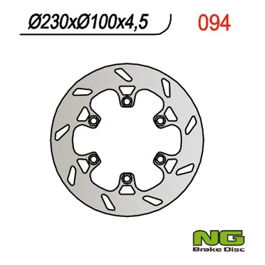 NG zadní brzdový kotouč KAWASAKI KLX 250/650,KX, KLX 250R 93-98, KLX 650R 93-03, KLX 300 93-97 (230x100x4,5) (NG zadní brzdový kotouč KAWASAKI KLX)
