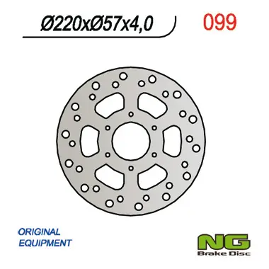 NG zadní brzdový kotouč DERBI GPR50 97-03, CAGIVA 50 MITO 98-99 (220x57x4) (NG zadní brzdový kotouč DERBI GPR50 97-03, CAGIVA 50 MITO 98-99)