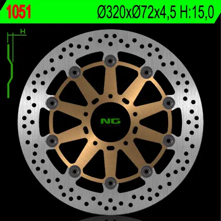NG přední brzdový kotouč DUCATI 749/848/999/1000/1100 02-17 (320X72X4,5mm) (5X8,5mm) plovoucí (NG přední brzdový kotouč DUCATI 749/848/999/1000/1100)