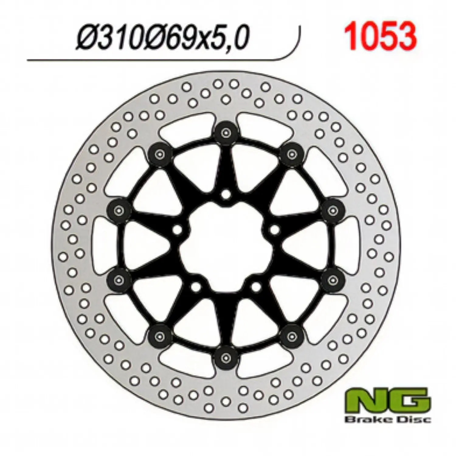 NG přední brzdový kotouč SUZUKI DL650 04-07, SV650 03-08, DL1000 02-11, SV1000 03-07 (310X69X5) (5X10,5mm) ( zlatý střed ) (NG přední brzdový kotouč)