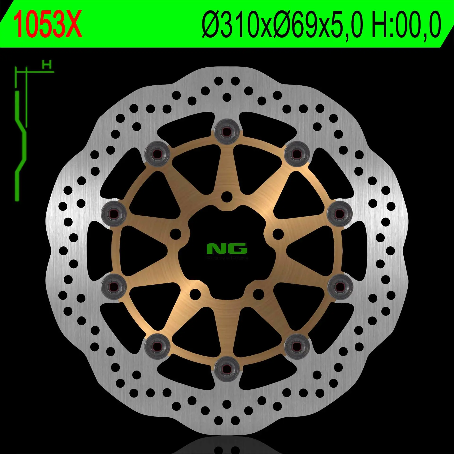 NG přední brzdový kotouč SUZUKI DL 650 04-07, SV650 03-08, DL 1000 02-11, SV 1000 03-08 (310X69X5) (5X10,5mm) WAVE ( )