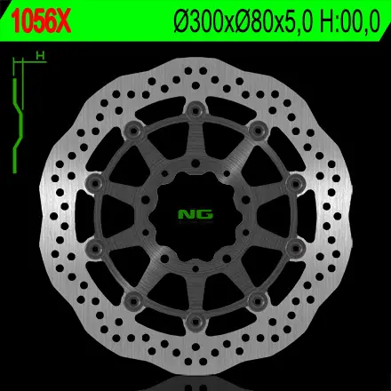 NG přední brzdový kotouč KAWASAKI ZX6R 05-16, ER6F/N 06-18, KLE 650 VERSYS 07-22, Z750, Z1000,ZX10R (300X80X5) (5X10,5mm) WAVE plovoucí (NG přední)