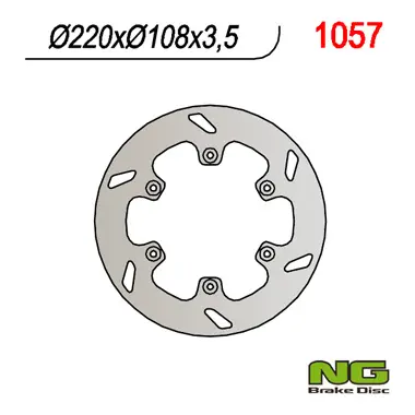 NG zadní brzdový kotouč GAS GAS 125/250/300/450 94-20 (220X108X3,5) (6X6,5mm) (NG zadní brzdový kotouč GAS GAS 125/250/300/450 94-20 (220X108X3,5))