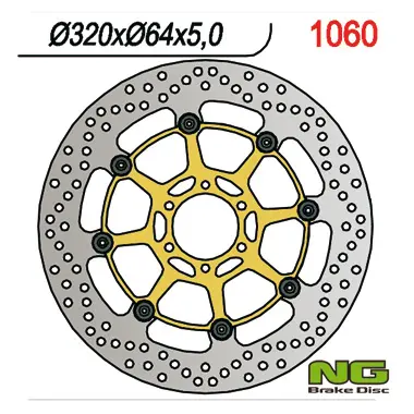 NG přední brzdový kotouč APRILIA CAPONORD 1200 13-17, YAMAHA FZR 1000 87-95, XJR1200/1300 95-99 (320X64X5mm) (6X8,5mm) plovoucí ( )