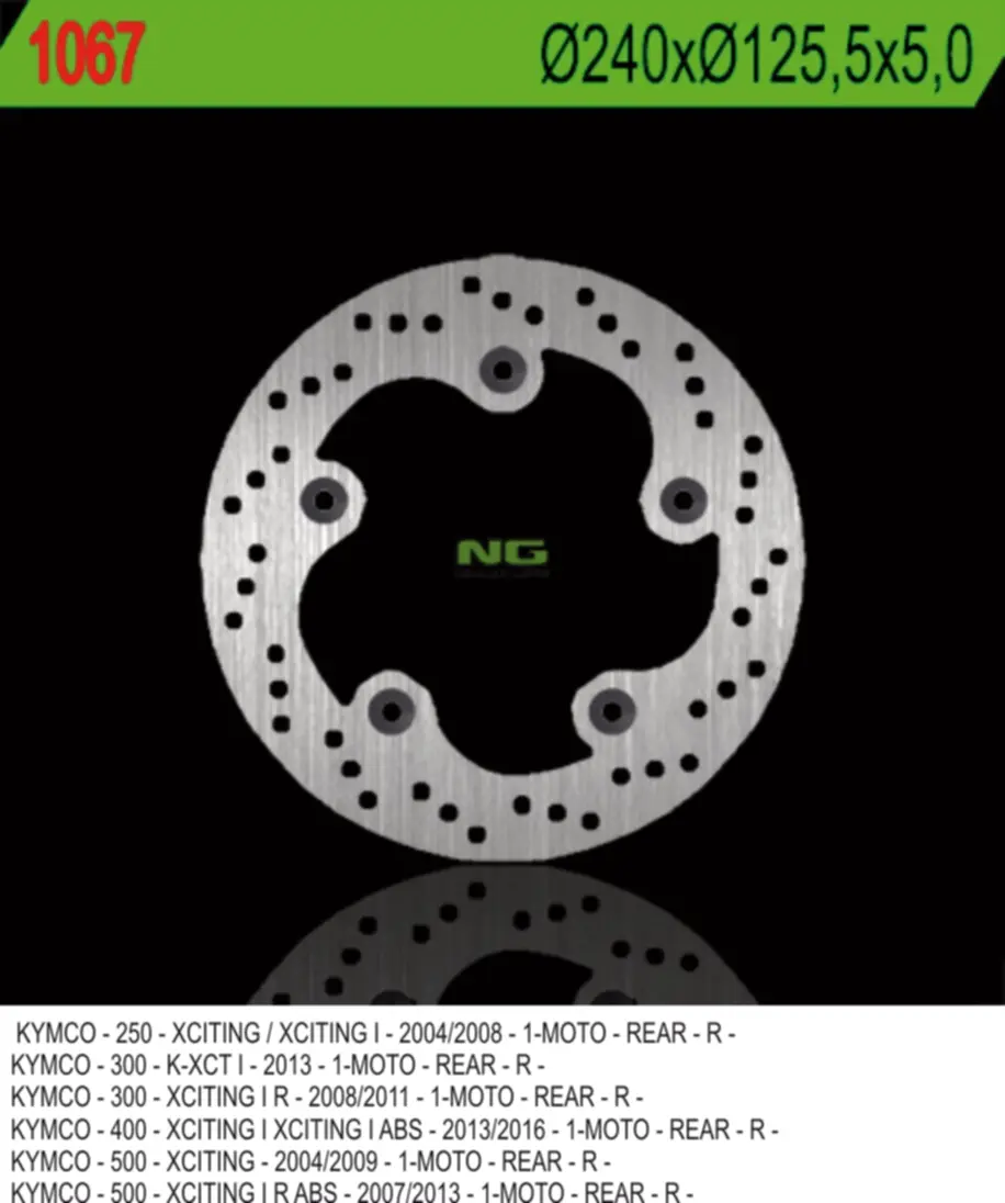NG zadní brzdový kotouč KYMCO XCITING 250/300/500 (240X125,5X5) (5X10,5mm) (NG zadní brzdový kotouč KYMCO XCITING 250/300/500 (240X125,5X5))