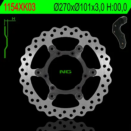 NG přední brzdový kotouč s adaptérem OVERSIZE (270X101X3) HONDA CRF 250/450R 04-14, CRF 450X 04-16 (NG přední brzdový kotouč s adaptérem OVERSIZE)