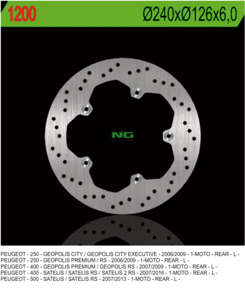 NG brzdový kotouč zadní PEUGEOT 250/400/500 (240X126X60) (5X6,5mm) ( )