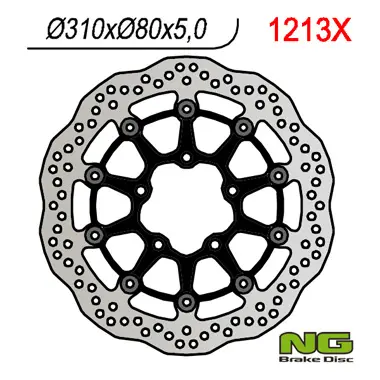 NG přední brzdový kotouč KAWASAKI ZX6R 636 13-16, Z800 12-16, ZX10R 08-15, Z1000 15-16, ZZR1400 06-16, GTR1400 07-16, ZX14 07-15 (310X80X5) WAVE