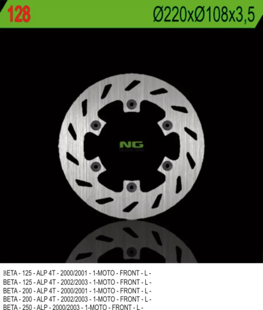 NG přední brzdový kotouč BETA 125/200/250 ALP 00-03 (220X108X3,5) (6X6,5mm) ( )