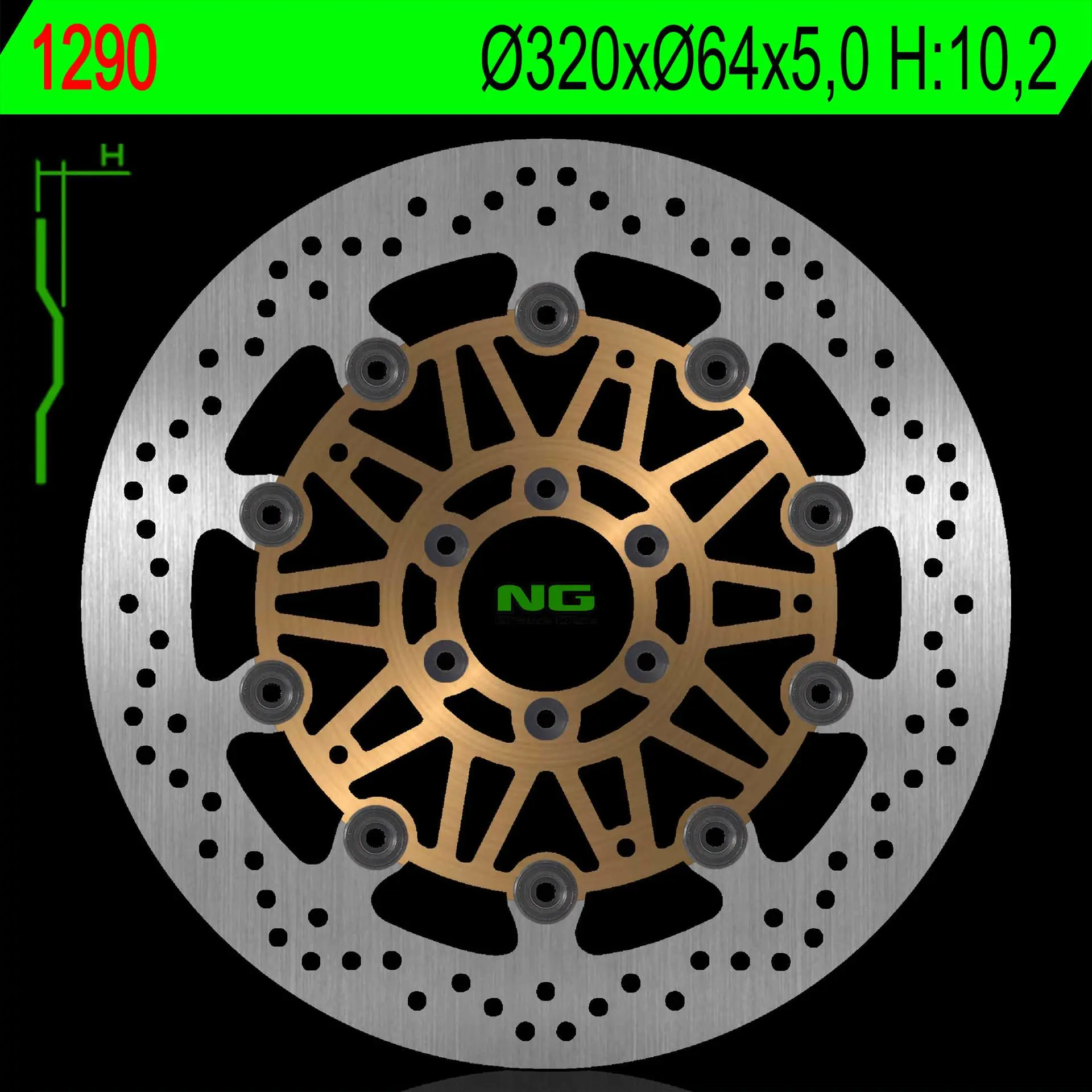 NG přední brzdový kotouč MOTO GUZZI NORGE 1200 06-16 (320X64X5,0mm) (6X8,5mm) plovoucí ( )
