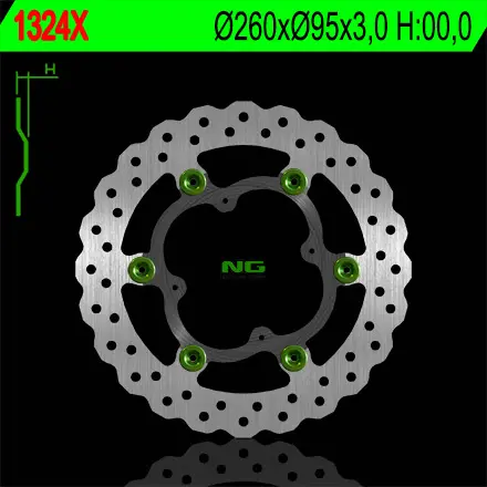 NG přední brzdový kotouč KTM 250/350 FREERIDE 12-15 (plovoucí) (260X95X3) (4X6,5mm) bez otvoru na snímač rychlosti WAVE (NG přední brzdový kotouč KTM)