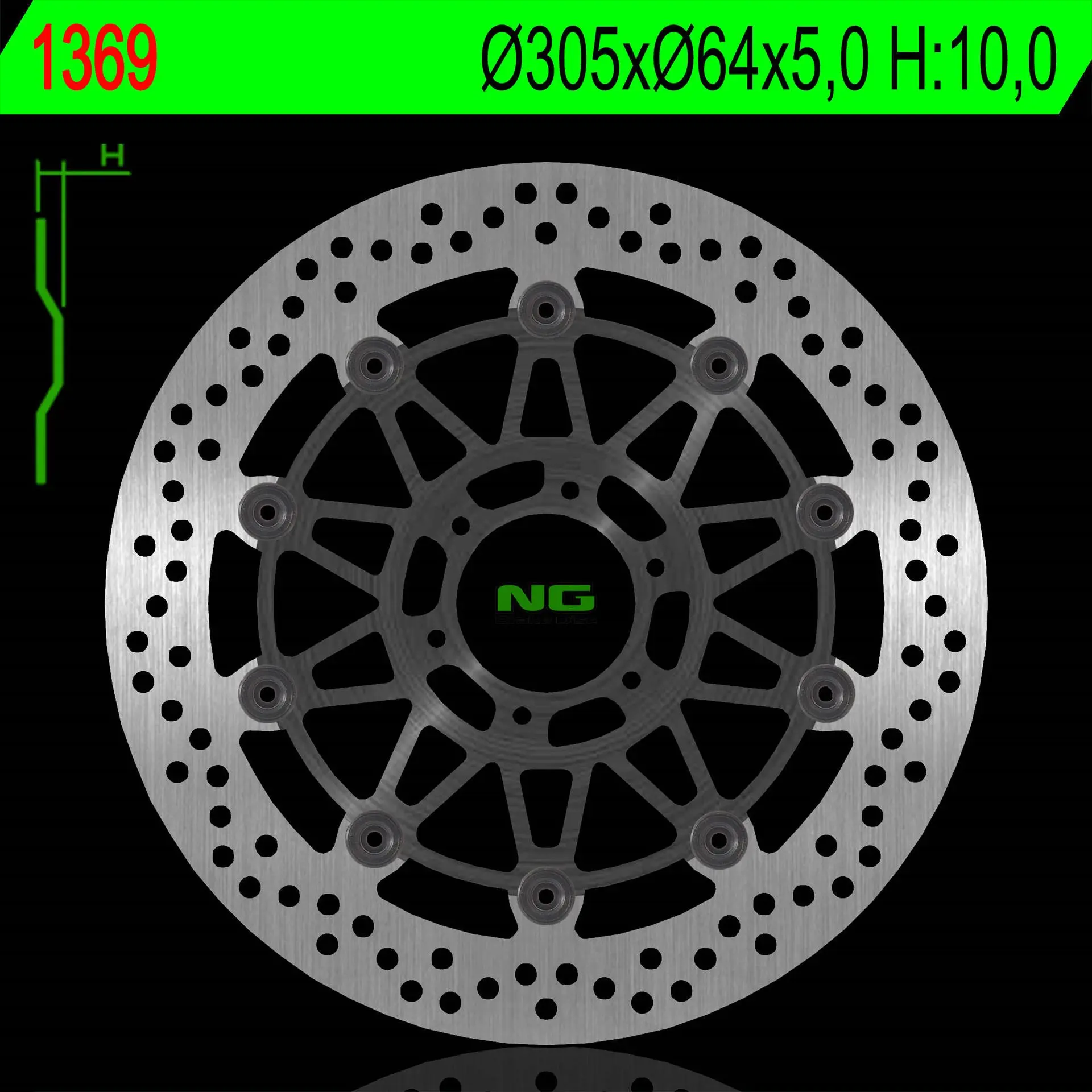 NG přední brzdový kotouč KTM 950/990 SMR/SMT 05-14 (305X64X5,0mm) (6X8,5mm) plovoucí ( )