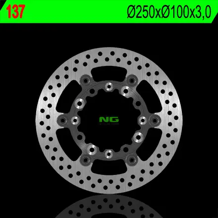 NG přední brzdový kotouč KAWASAKI KX 125/250 89-05, KLX 250/300/650R 93-07, SUZUKI RMZ 250 04-06 (plovoucí) (250X100X3) (4X6,5mm) plovoucí (NG přední)