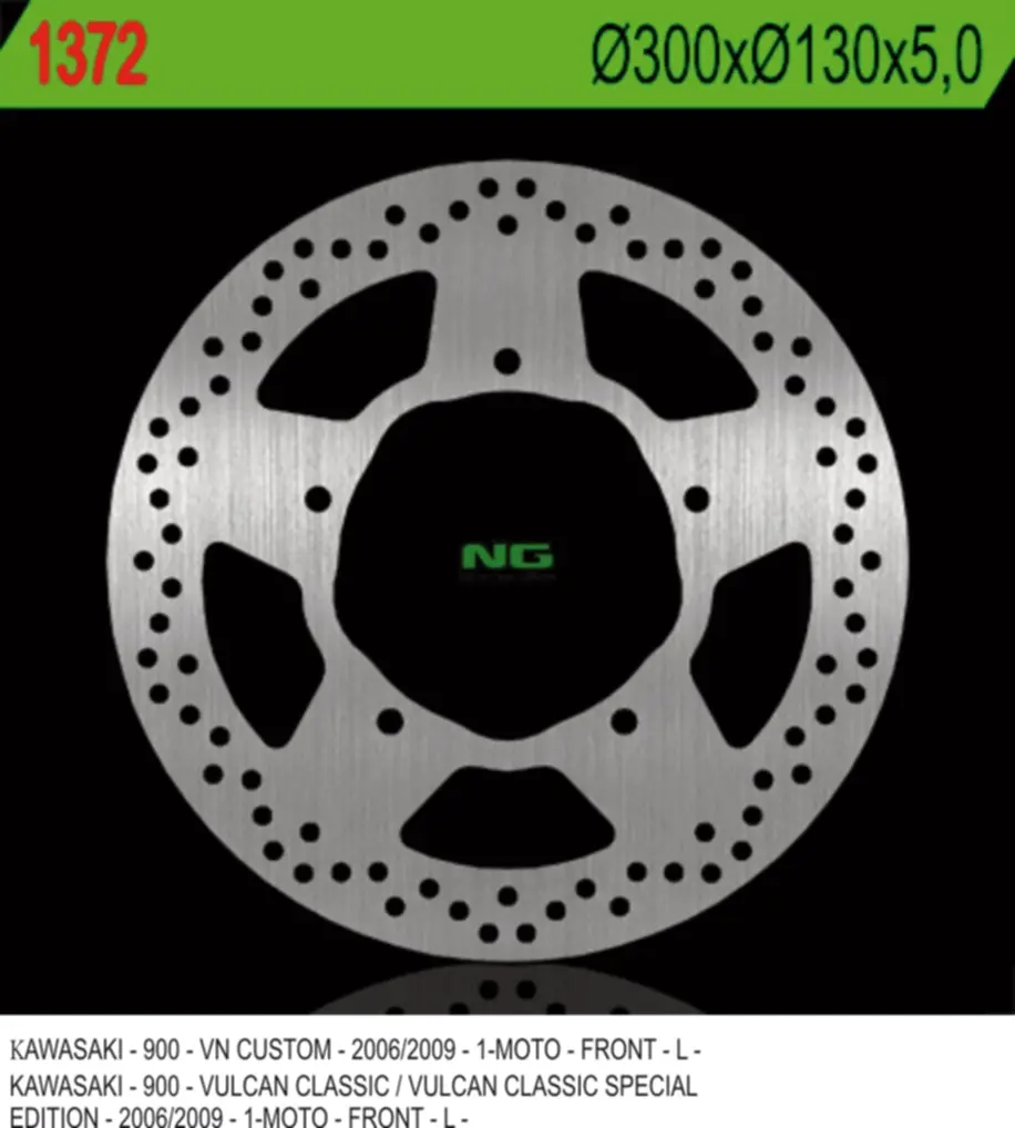 NG brzdový kotouč přední KAWASAKI VN 900 CLASSIC/CUSTOM 06-09 (300X130X5mm) 5 otvorů O průměr 10,5 (NG brzdový kotouč přední KAWASAKI VN 900)