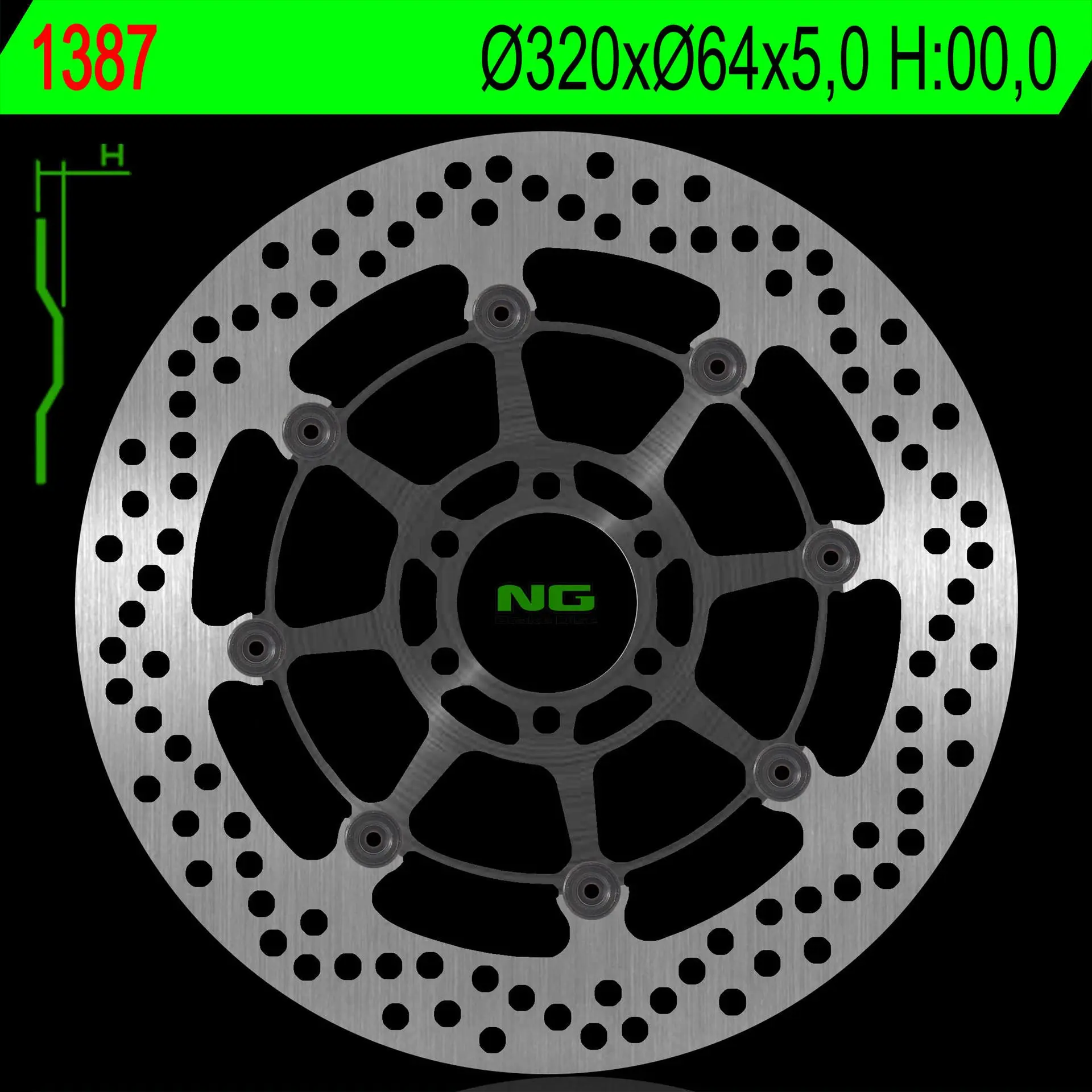 NG brzdový kotouč přední BMW S 1000R/RR/XR 13-18, MOTO GUZZI CALIFORNIA 1400 13-18 (320X64X5,0mm) (6X8,5mm) plovoucí (NG brzdový kotouč přední BMW S)