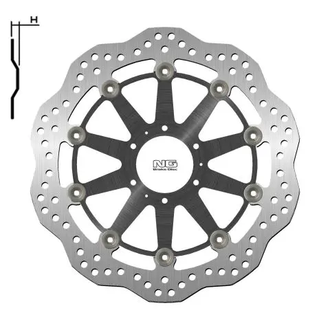 NG přední brzdový kotouč HONDA XL 1000V 99-13, VFR CROSSRUNNER 800 11-14 (296X62X5mm) (6X6,5mm) WAVE plovoucí (prostředek hliníkový) (NG přední)